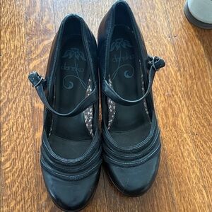 Dansko Elegant Black Strap Heels